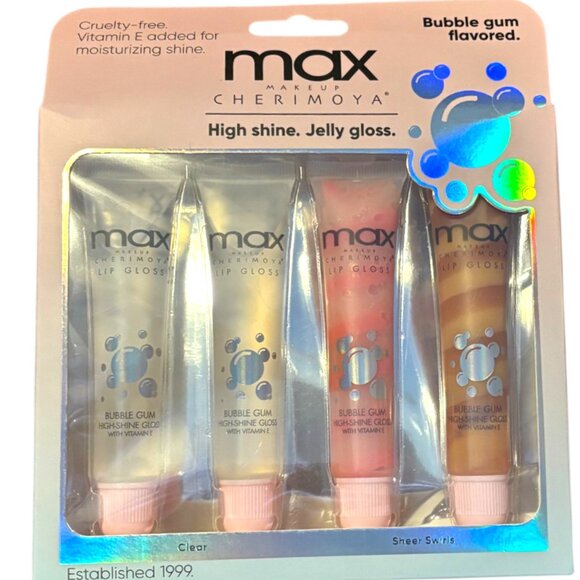 Max Makeup Cherimoya high shine jelly gloss bubble gum flavored NIB - Picture 1 of 3